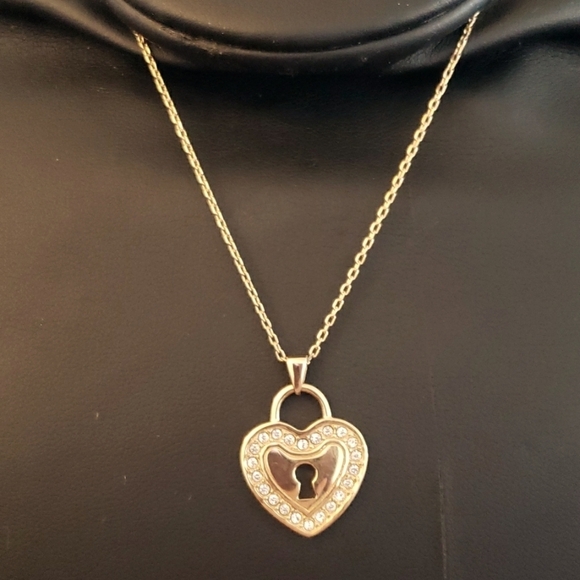 SIUMAL Gold Plated Cubic Zirconia Heart Necklace - Picture 1 of 7